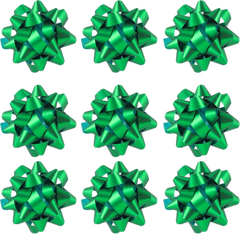 DYSHIPEN 24 Large Gift Bows,3.5 inches, Bows for Gift Wrapping and Presents,Christmas Bows,for Parties, Birthdays, Weddings or Other Holidays. (Green) - Image 1